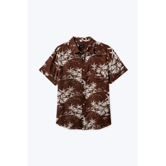 BRIXTON CHARTER SLUB SHIRT sepia umbrella scene