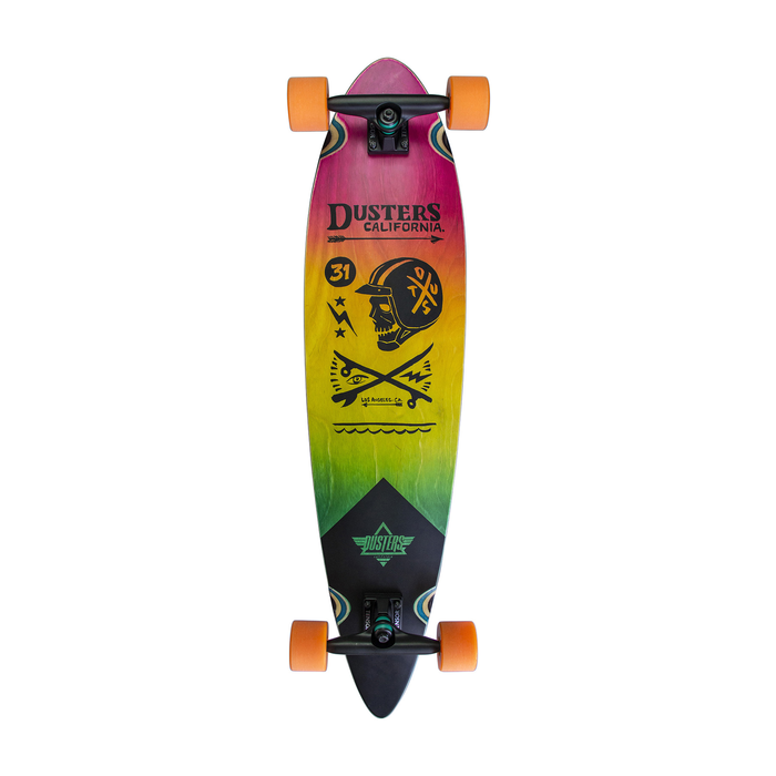 DUSTERS DUSTERS COMPLETE LONGBOARD MOTO FADES 37 PINK ORANGE TEAL