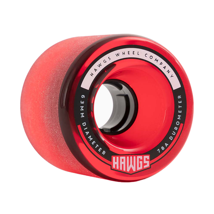 HAWGS WHEELS HAWGS WHEELS (JEU DE 4) 63MM FATTY CLEAR RED 78A
