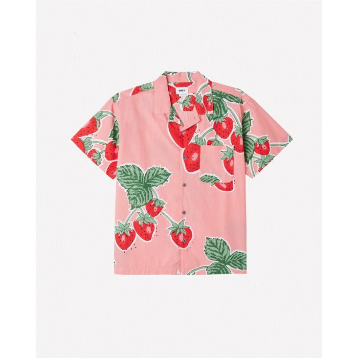 OBEY JUMBO BERRIES WOVEN SHIRT flamingo pink multi