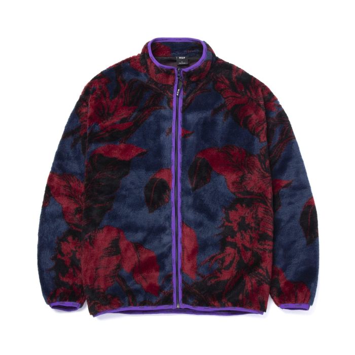 HUF SATIVA FLORAL FULLZIP SHERPA navy blazer