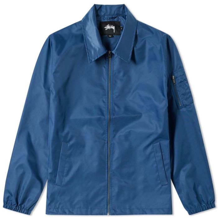 STUSSY FLIGHT SATIN COACH JACKET navy