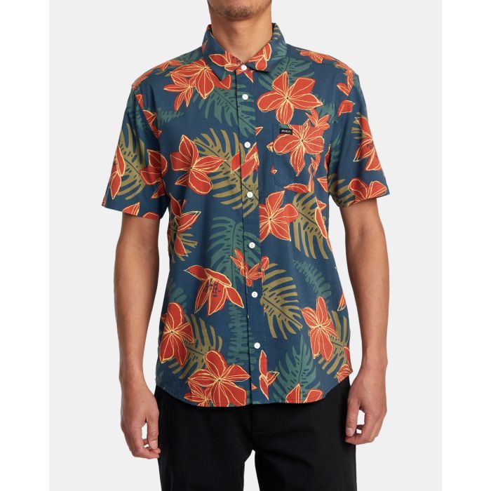 RVCA WILD HIBISCUS SHIRT duck blue