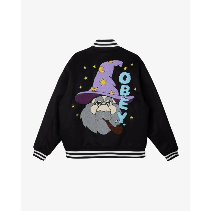 OBEY WIZARD VARSITY JACKET black