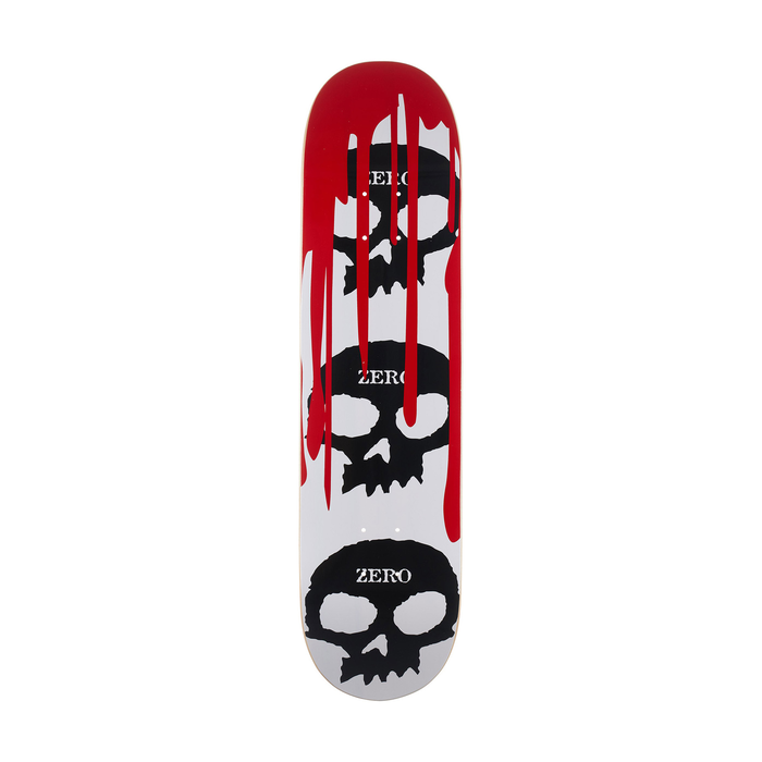 ZERO ZERO DECK 3 SKULL BLOOD WHITE WHITE BLACK RED 7.875 X 31.4