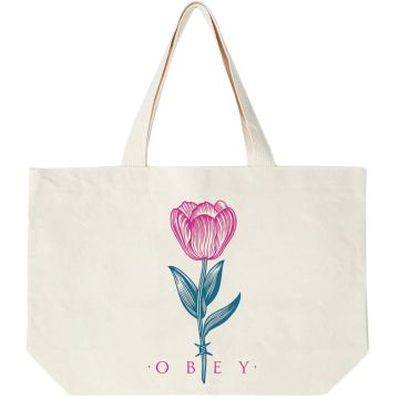 OBEY BARBWIRE FLOWER TOTEBAG natural