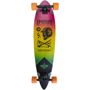 DUSTERS DUSTERS COMPLETE LONGBOARD MOTO FADES 37 PINK ORANGE TEAL