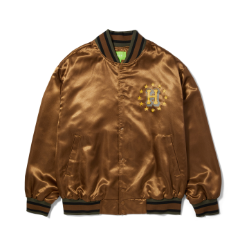 HUF GALACTIC STACK BASEBALL JACKET camel