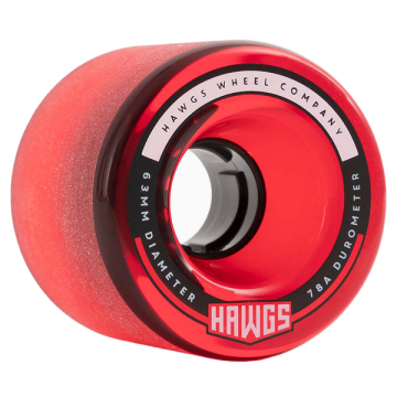 HAWGS WHEELS HAWGS WHEELS (JEU DE 4) 63MM FATTY CLEAR RED 78A