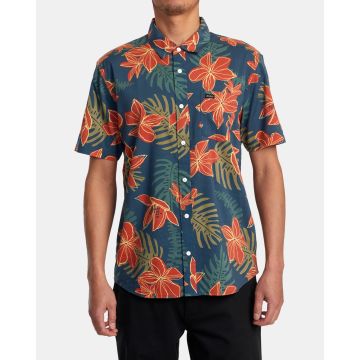 RVCA WILD HIBISCUS SHIRT duck blue