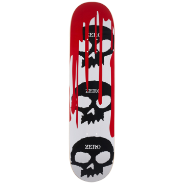 ZERO ZERO DECK 3 SKULL BLOOD WHITE WHITE BLACK RED 7.875 X 31.4